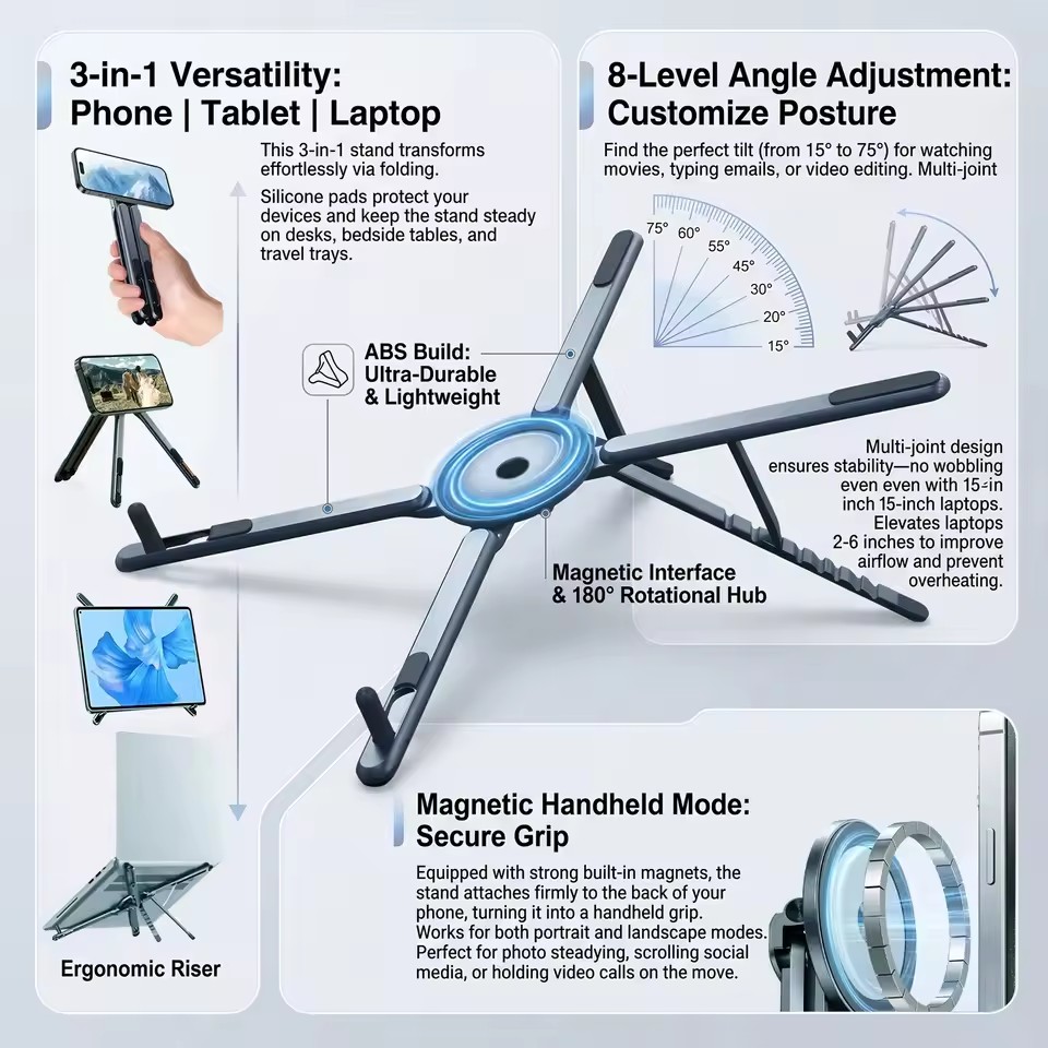 Laptop Stand - Przenośny magnetyczny uchwyt na telefon i