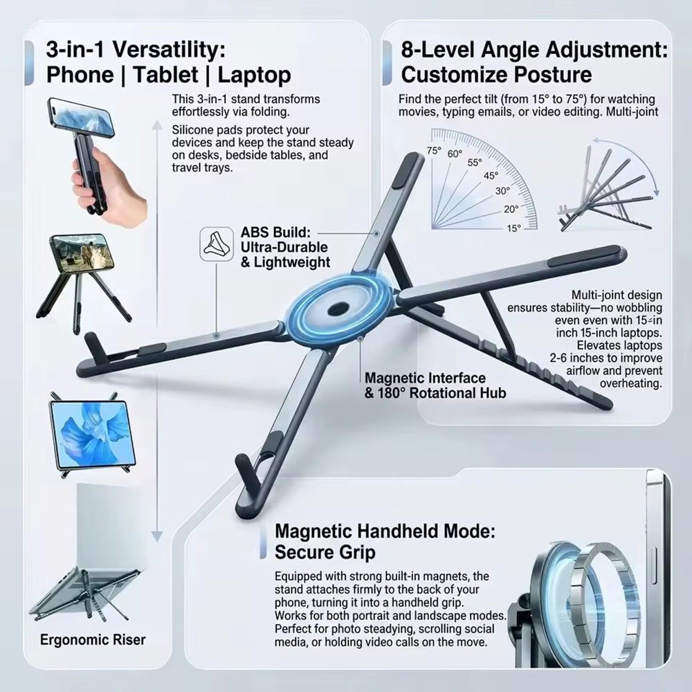 Laptop Stand - Przenośny magnetyczny uchwyt na telefon i